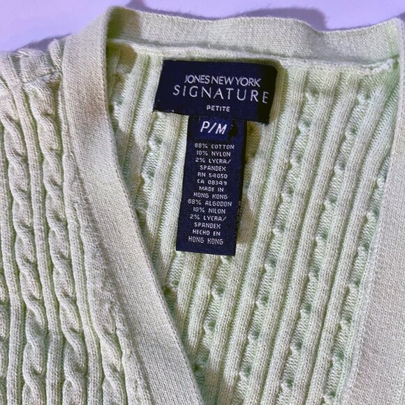WomensJones New York Signature Pettite Mint Green button up cotton blend sweater - Picture 5 of 6